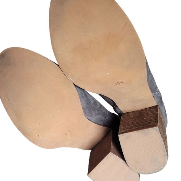 Jeffrey Campbell Booties Oshea Grey Leather Chunky Heel Ankle Boot Shoes Size 10 - Picture 14 of 15